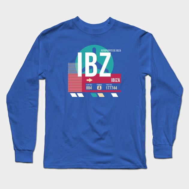 Ibiza, Spain (IBZ) Airport Code Baggage Tag Long Sleeve T-Shirt by SLAG_Creative